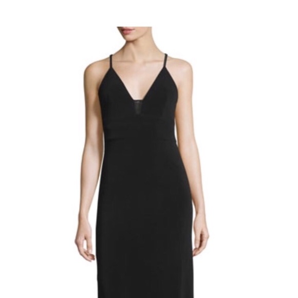ALICE + OLIVIA MAXI BLACK DRESS WITH SHEER INSET - Picture 2 of 8